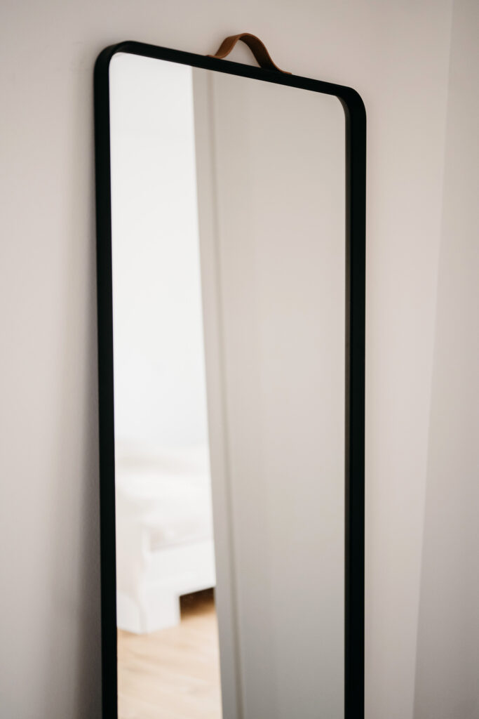 black frame standing mirror